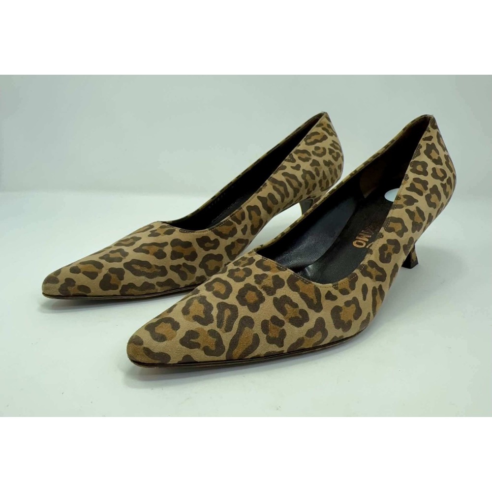 Salvatore Ferragamo DR56849 Leopard Suede Pumps Heels Womens 10 C Italy Luxe